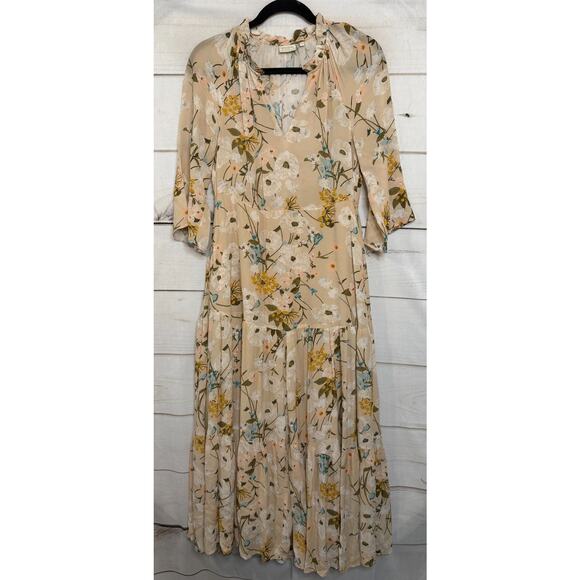 Spartina 449 Size XS Floral Maxi Dress Ruffled Collar Chic Preppy Classy - Picture 1 of 6